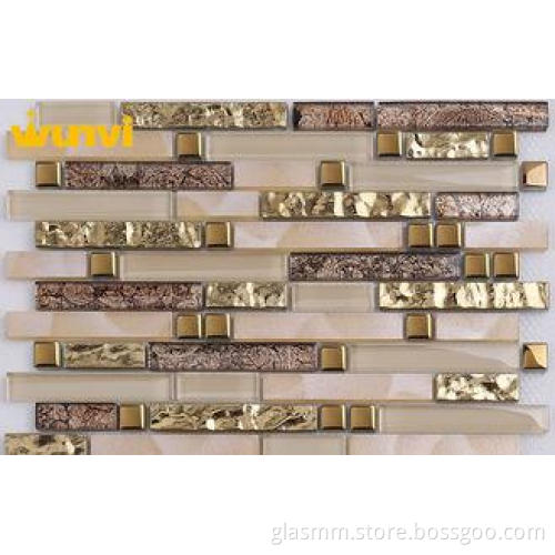 Anti - Acid 4mm Decorative Glass And Metal Mosaic Tile For